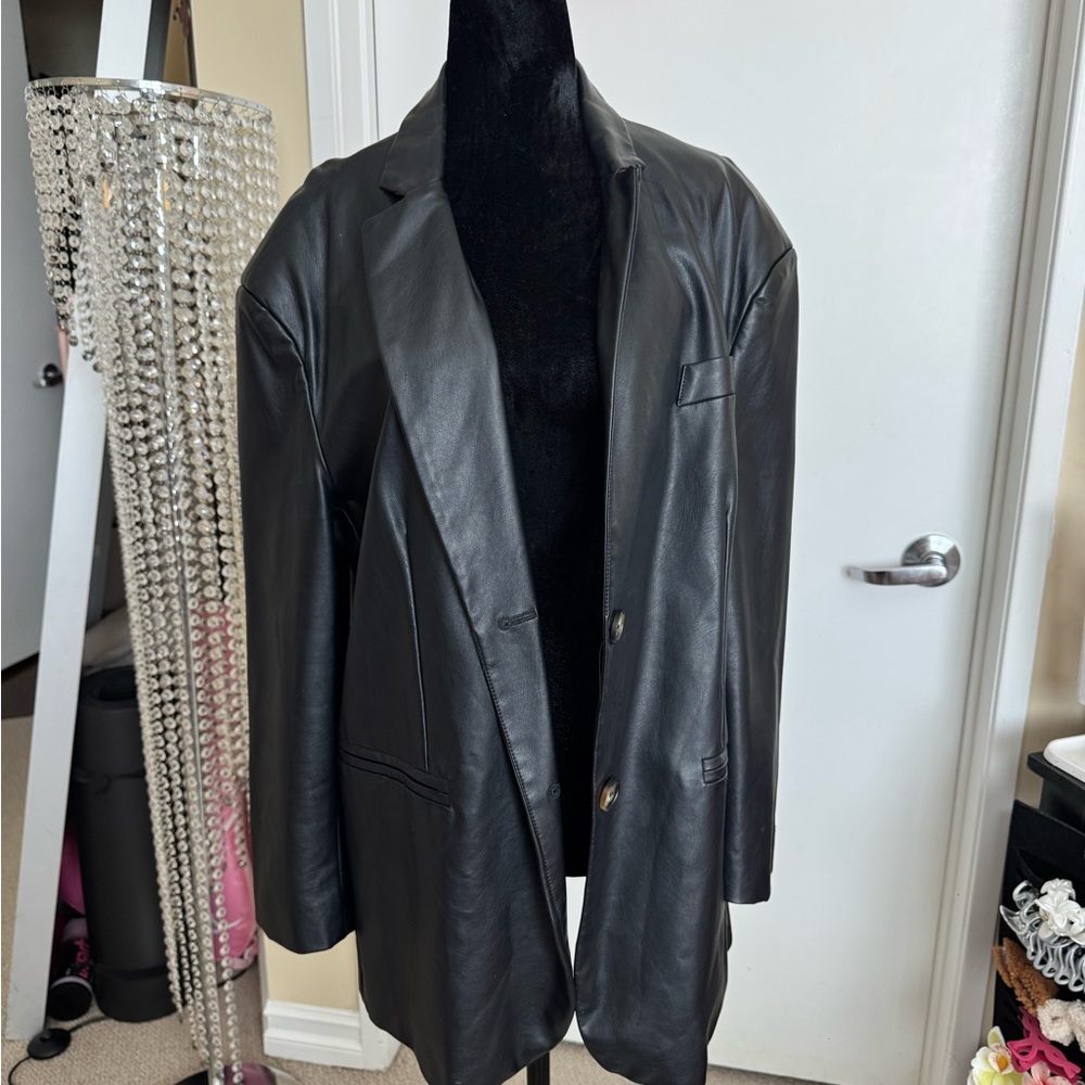Classic Black PU Leather OVERSIZED Jacket